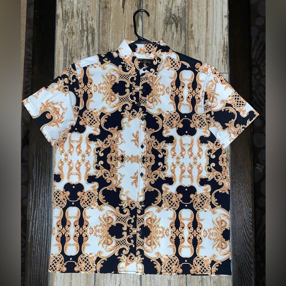 Baroque Gold, Bydrill Clothing Co, dress button down shirt Men’s size L